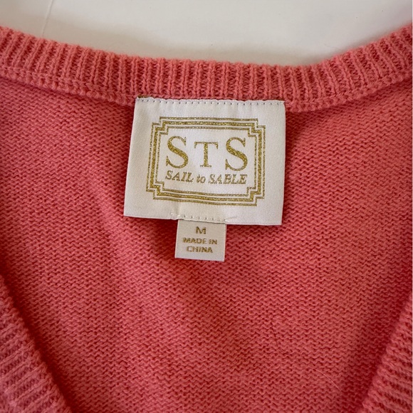 Sail To Sable Sweater Womens Medium 100% Wool V Neck Coral Pink - Picture 4 of 5